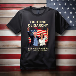 Bernie Sanders AOC Fighting Oligarchy Anti Trump US Flag 2025 T-Shirt