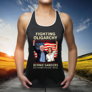 Bernie Sanders AOC Fighting Oligarchy Anti Trump US Flag 2025 Tank Top Shirt