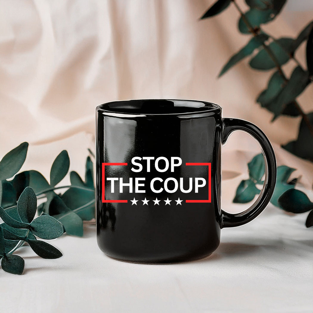 Stop the Coup 2025 Hands Off Democracy Fighting Oligarchy Black Mug