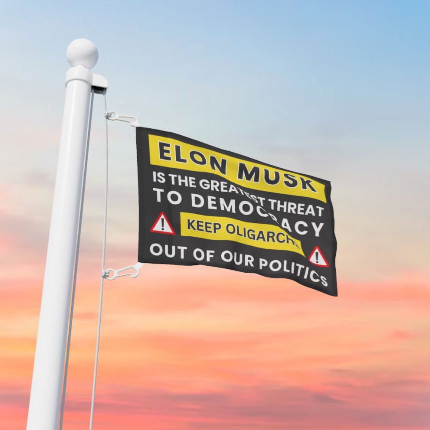 Anti-Elon Musk – Stop Oligarchy 2025 Flag