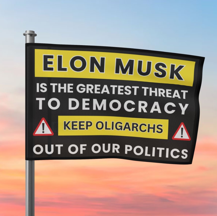 Anti-Elon Musk – Stop Oligarchy 2025 Flag