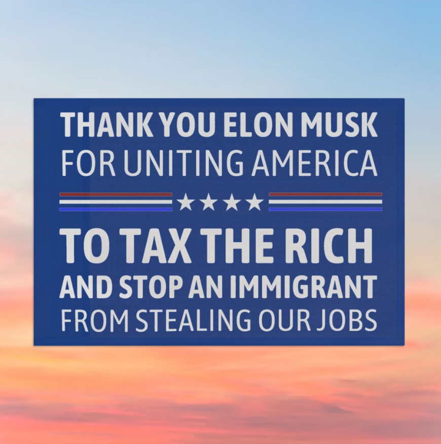 Anti Elon Musk , Tax the Rich Protest Flag