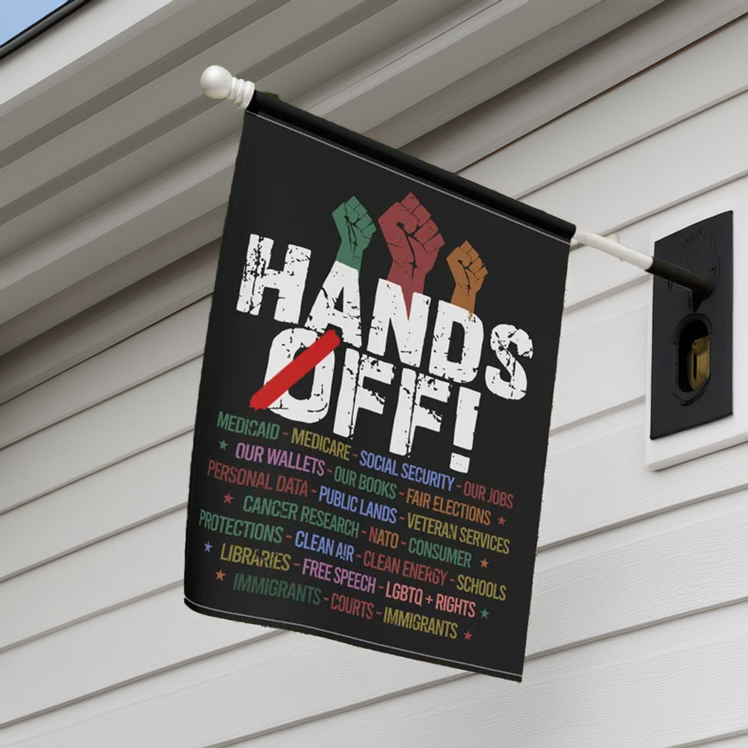 Hand Off Garden Flag , Anti Trump House Flag