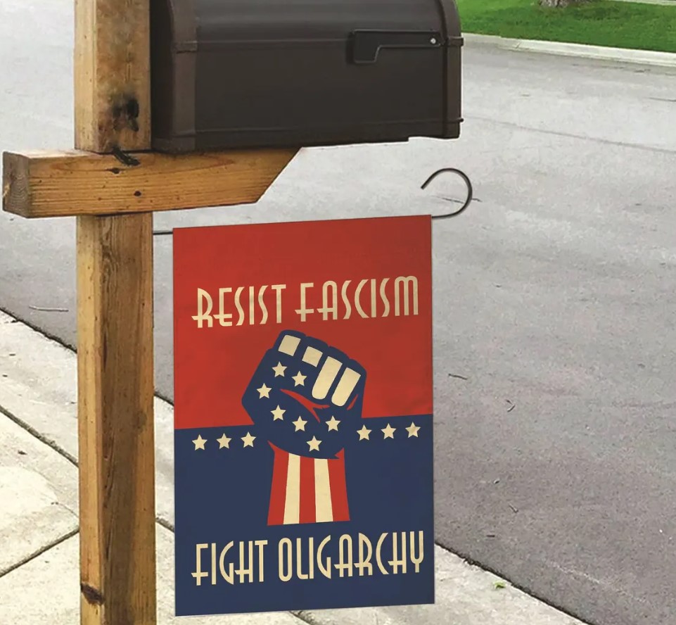 Resist Fascism Fight Oligarchy Flag